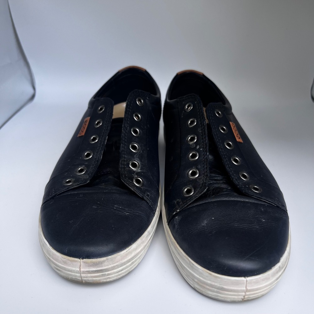ECCO Soft 7 Sneakers Mens 42 Black Leather Slip On Low Top Shoes - Picture 2 of 7